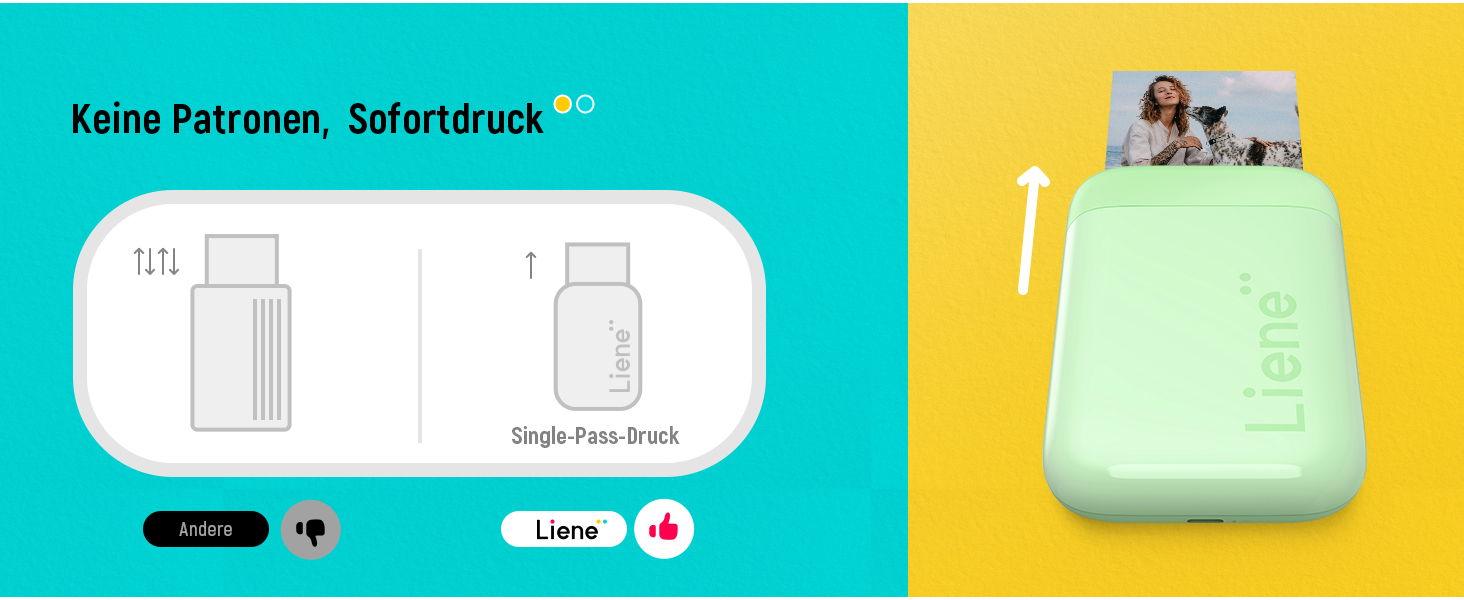 Портативний фотодрук Liene Pearl K100: друк зі смартфона, 50 шт. Zink-паперу, Bluetooth 5.0, сумісний з iOS/Android, для iPhone (зелений)