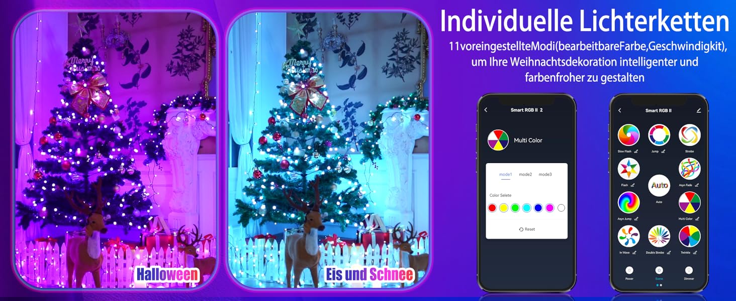 DOTWAYAW Гірлянда світлодіодна святкова 40м, 400 LED, RGB, Wi-Fi, керування через додаток