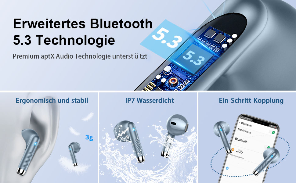 Навушники-вкладиші Drsaec Bluetooth 5.3, шумозаглушення ENC, 48 годин басів, водонепроникність IP7, USB-C