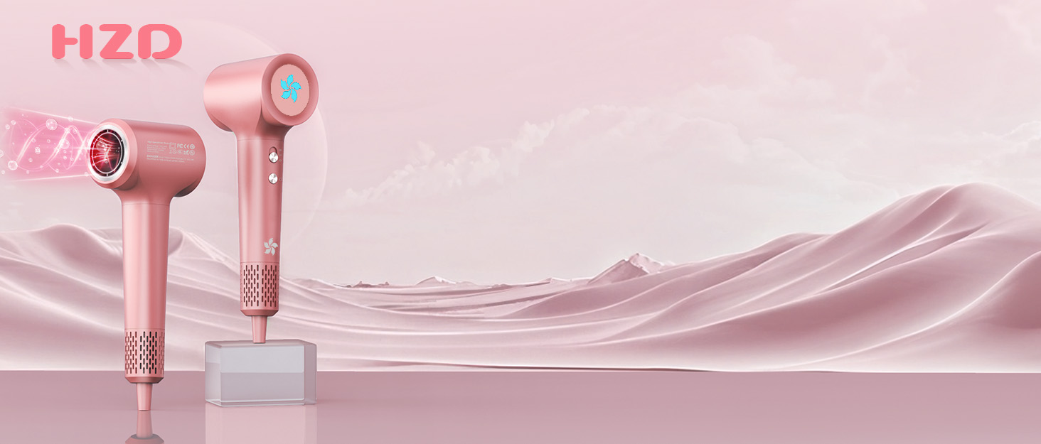 Професійний фен для волосся з дифузором та плазмою (400 млн іонів), безщітковий мотор 110 000 об/хв, низький рівень шуму 57дБ, Rose Gold