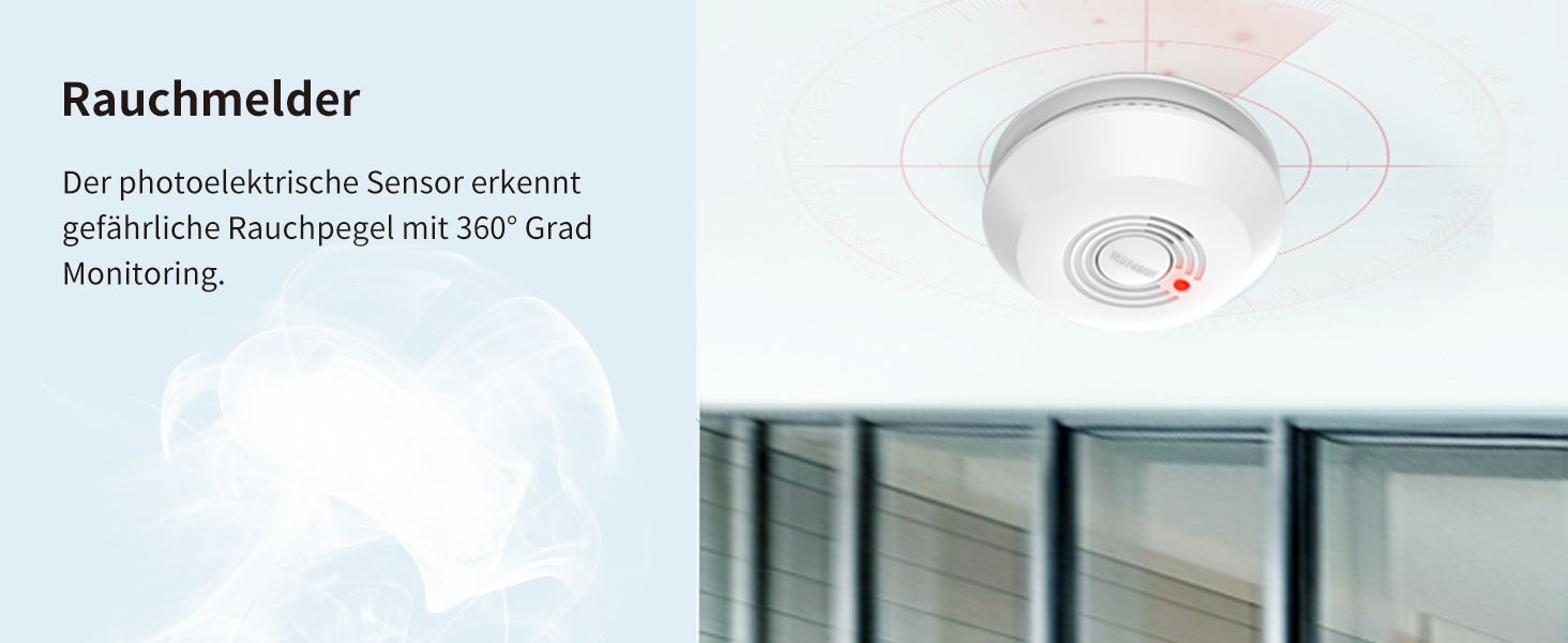 Пожежні сповіщувачі для дому та офісу з фотоелектричним датчиком 10 років, оптичний димовий сповіщувач на батарейці, 2 шт.