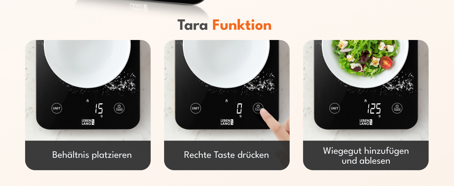 Електронна кухонна вага LEBENLANG - водонепроникна, USB-зарядка, до 10 кг, для їжі та кухні