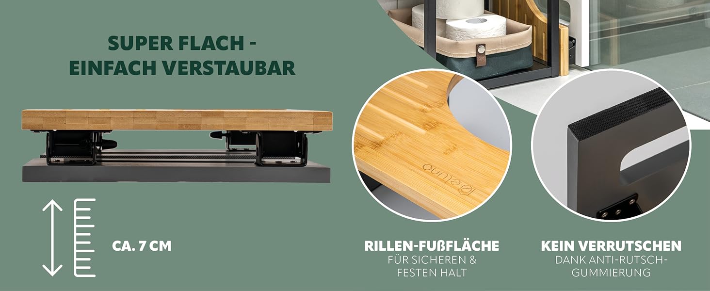 Електричний табурет для унітазу Eluno з бамбука, складаний, антиковзкий, чорний - для дорослих та дітей, при запорах та здуттях