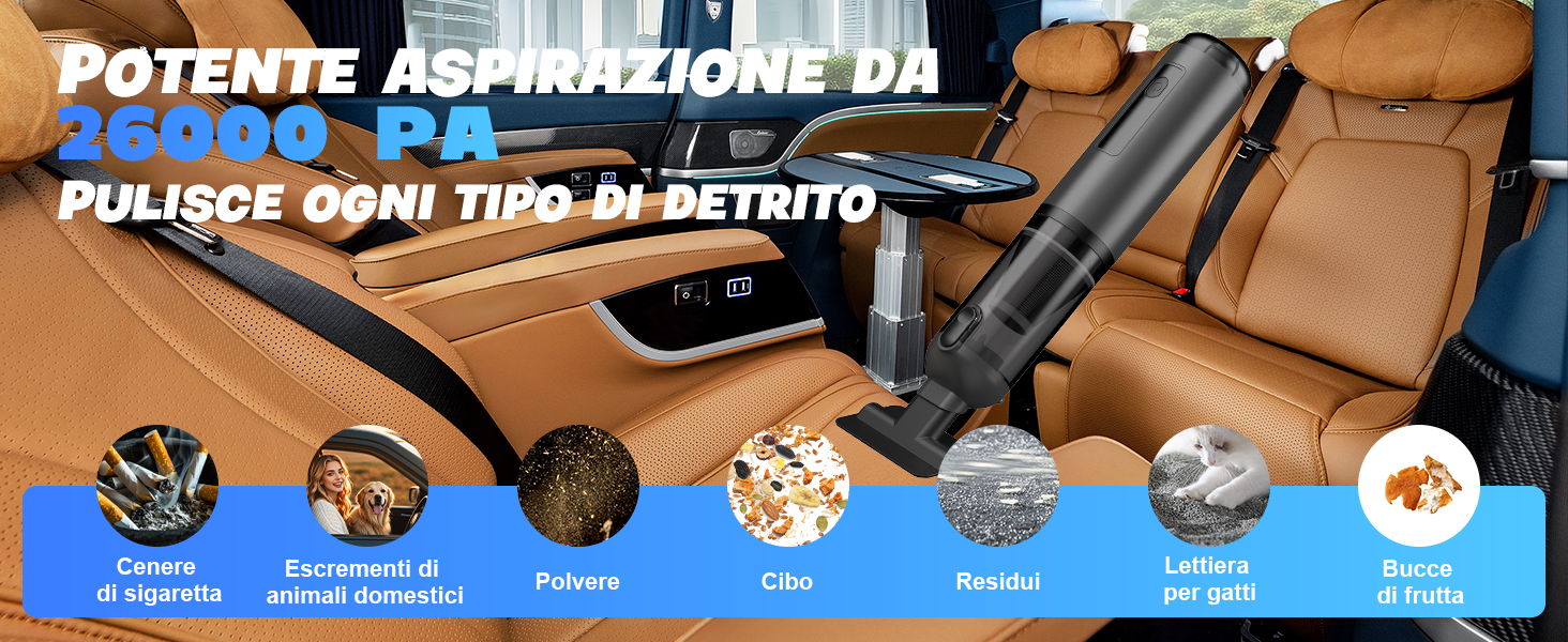 Акумуляторний ручний пилосос для авто та дому 4-в-1, безщітковий мотор 26000Па, 3 режими потужності, з підсвіткою (Сірий)