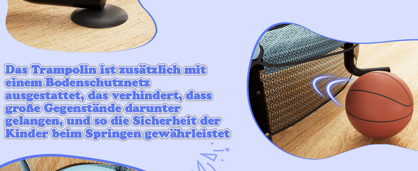 Батут дитячий JUMMICO з захисною сіткою Ø145 см, до 50 кг, блакитний - для дому та вулиці, від 3 років