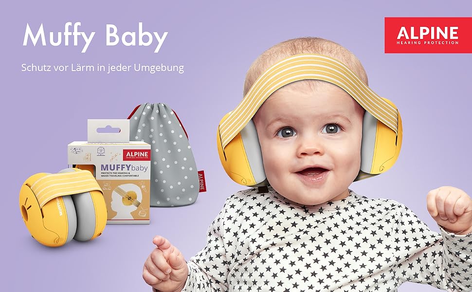 Захист слуху Alpine Muffy Baby до 36 місяців, 23 дБ, регульований, захищає слух і сон, жовтий