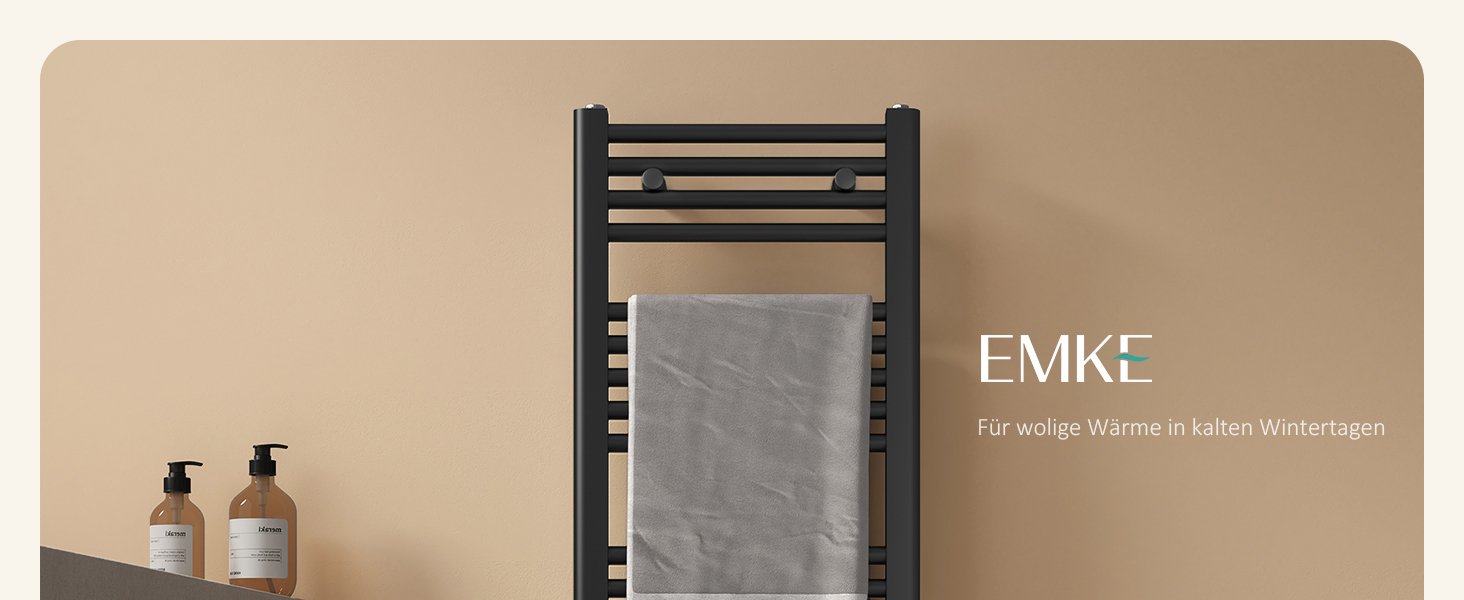 Електричний рушникосушар EMKE 1000x400 мм, антрацит, 356W