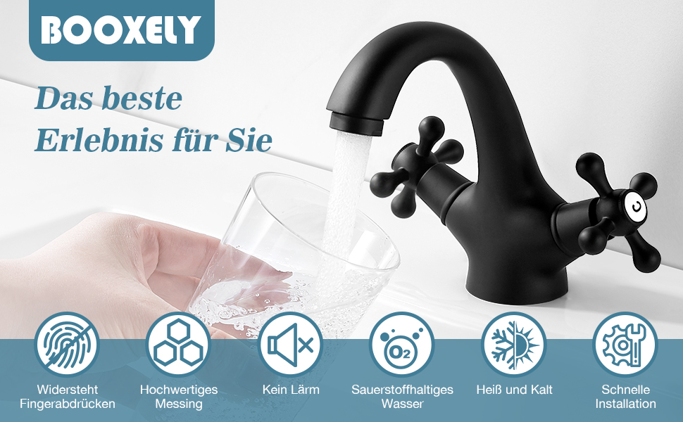 Чорний змішувач для ванної кімнати/умивальника з латуні, ретро стиль, 2-вентильний, G3/8