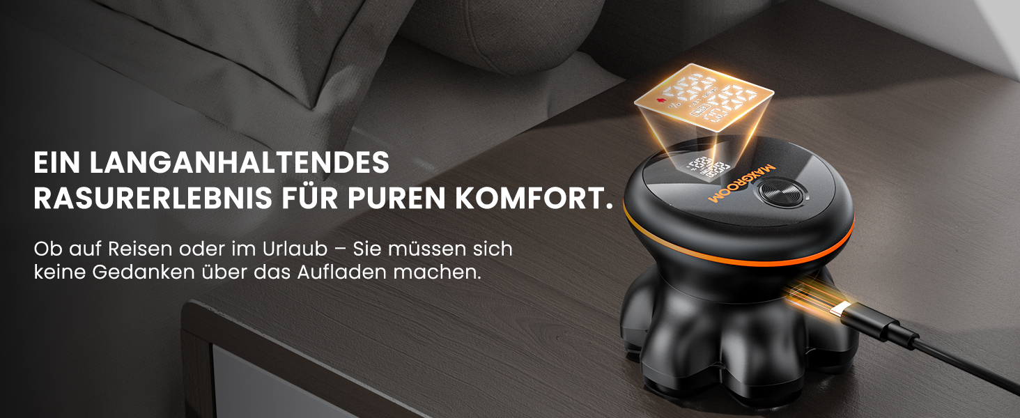 Машинка для гоління голови MAXGROOM Herren 7D, водонепроникна IPX6, з USB-C зарядкою, чорна