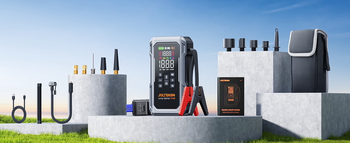 Пусковий пристрій (бустер) 7000A для авто: Powerbank для бензинових та дизельних двигунів (до 12.0L), з компресором 160 PSI, надувним насосом, LED-ліхтарем 800 Лм та LCD-дисплеєм