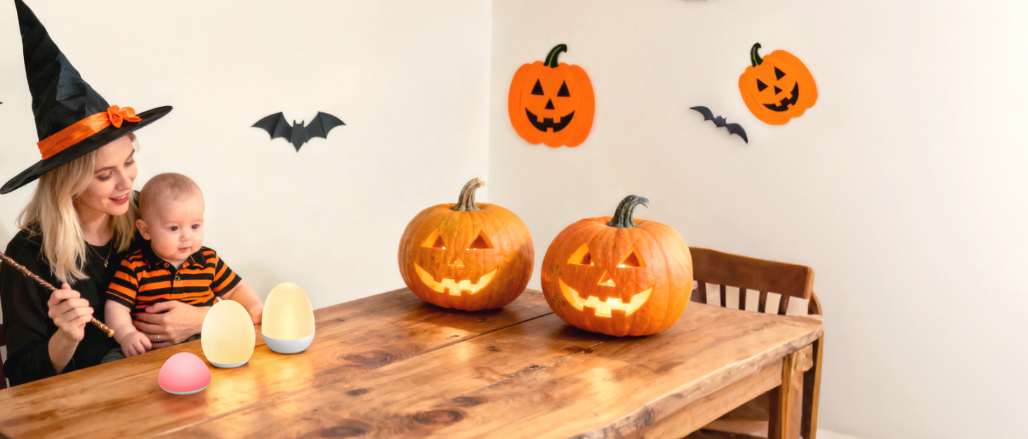 Нічник дитячий JolyWell з 8 режимами зміни кольору та регулюванням яскравості, перезаряджуваний нічник-яйце з таймером 1 година та сенсорним керуванням, білий