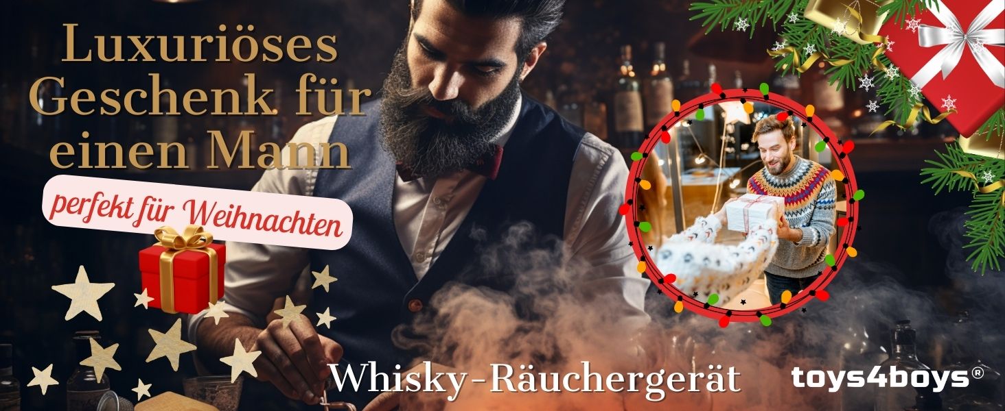 Набір для копчення віскі Toys4Boys Premium - з дерев'яною кришкою, 4 арома-стружками та запальничкою. Ідеальний подарунок для чоловіків.