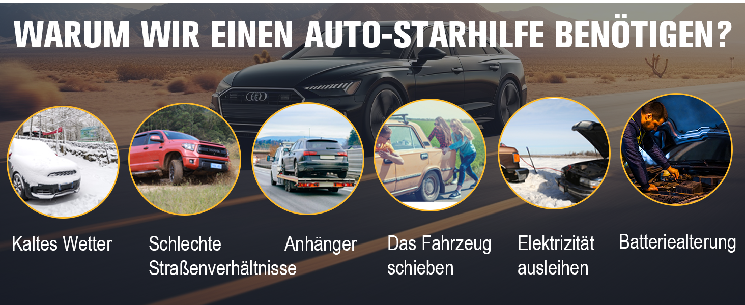 Powerbank Starthilfe GOOLOO GP2000 для автомобіля: 2000A, 12V, до 8.0L бензин/6.0L дизель, USB-швидка зарядка, LED, стартові кабелі