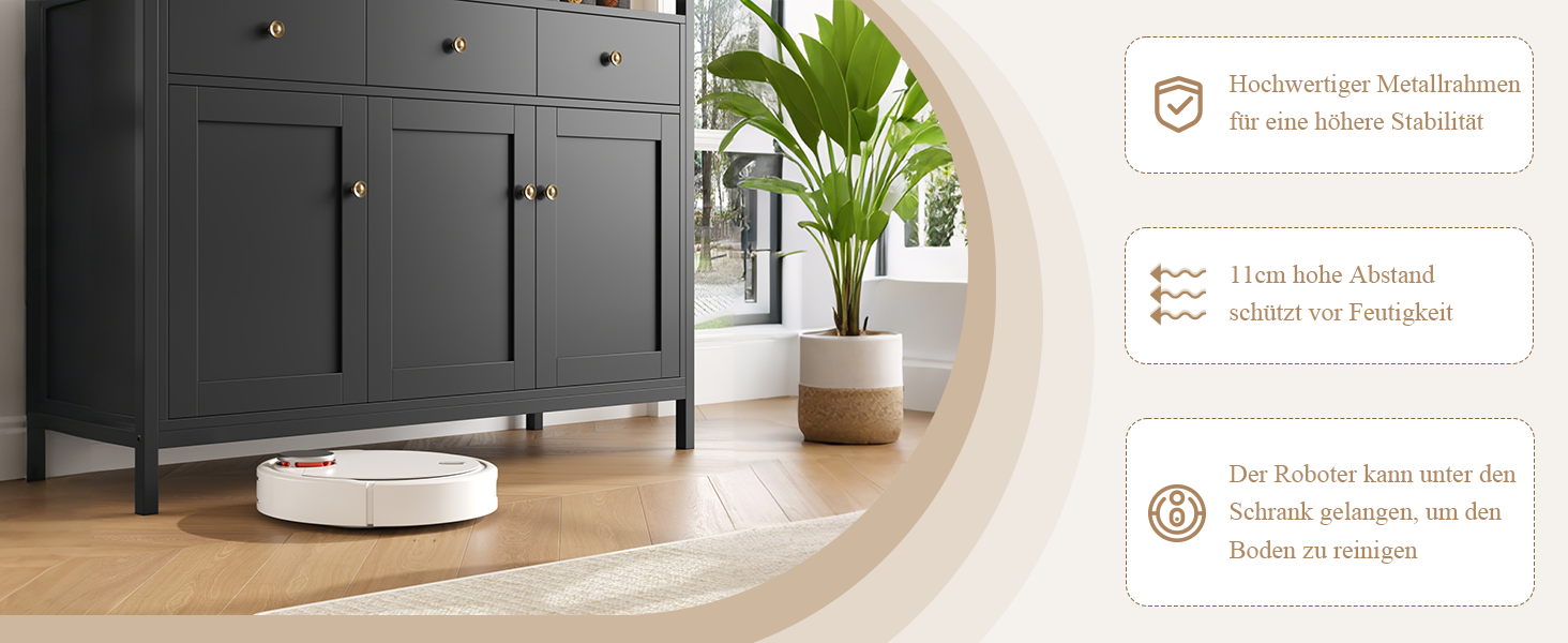 FirFurd Комод-тумба у вітальню, кухню, їдальню. Білий комод з 3 висувними ящиками та 3 дверцятами, регульована полиця, 108x38x98,5 см