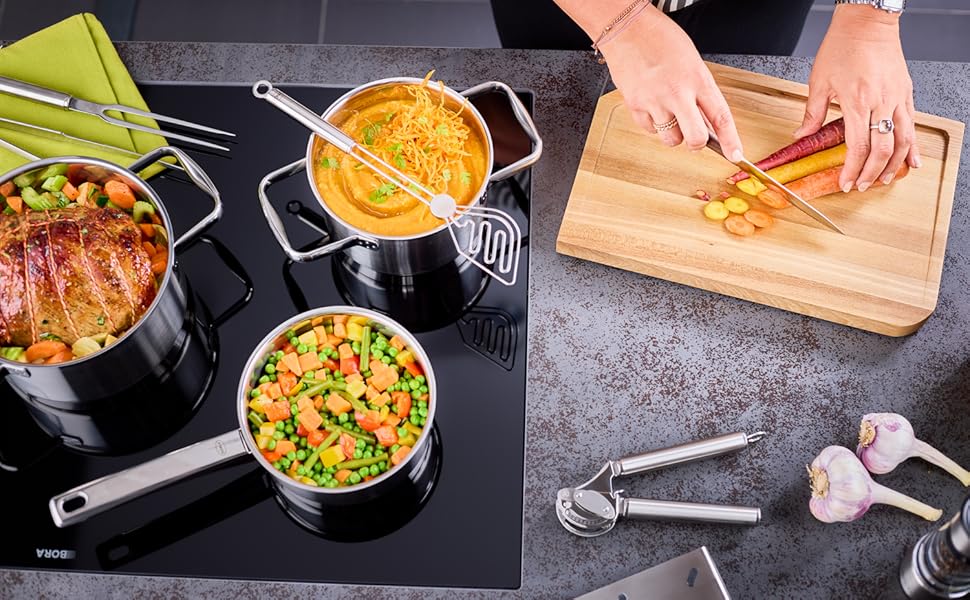 Прес для часнику RÖSLE з абляковителем, прес професійної якості для часнику та імбиру, з відкидним ситом, нержавіюча сталь 18/10, придатний для миття в посудомийній машині