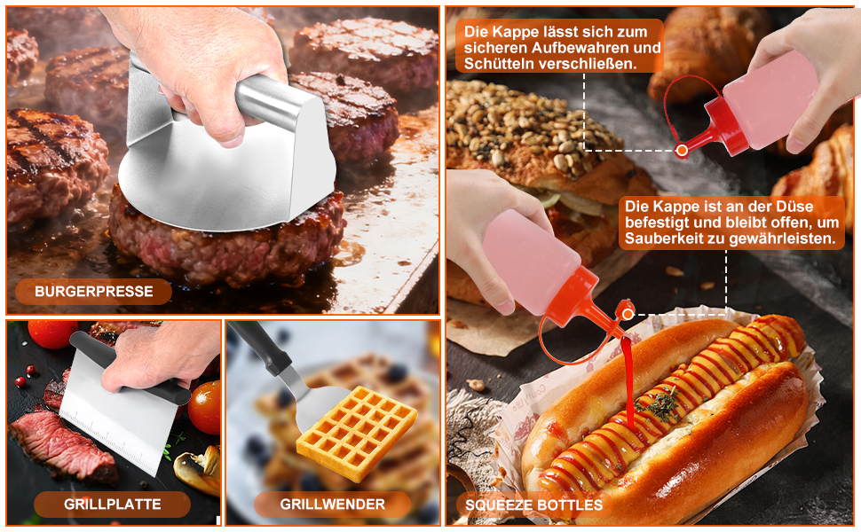 Набір гриль-посуду, 28 предметів: професійний набір з нержавіючої сталі з сумкою, подарунок на День народження, Різдво для чоловіків, для саду та кемпінгу, BBQ