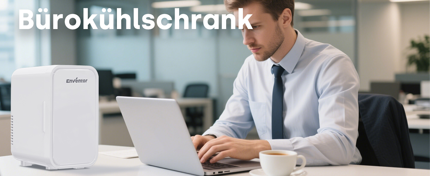 Міні-холодильник Enventor 6 л (8 банок), портативний охолоджувач та підігрівач, живлення AC/DC 12V для авто, спальні, косметики та напоїв, білий