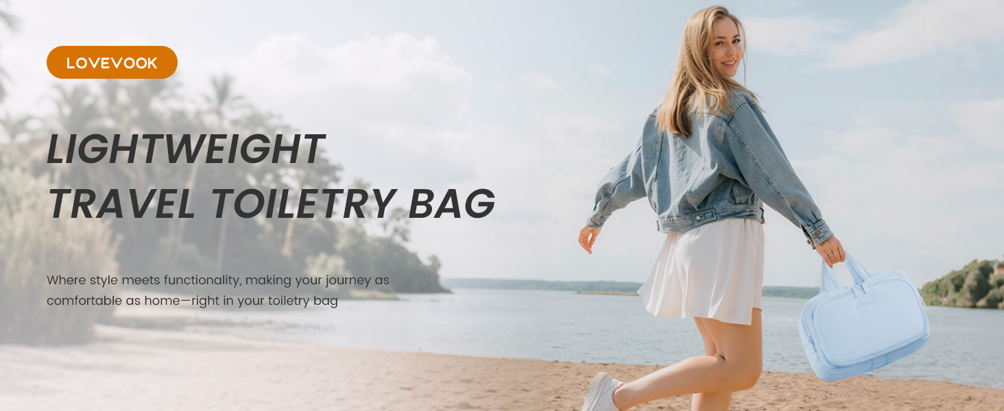 Сумка для косметики OVEVOOK для жінок, велика, з водонепроникним відділенням, рожева (L, блакитна)