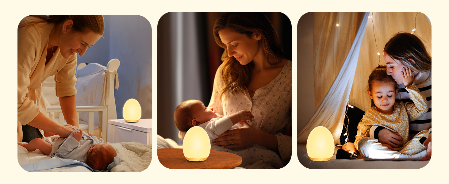 Нічник-проєктор MediAcous для дітей та немовлят: 8 кольорів, регулювання яскравості, таймер 1 година, сенсорне керування, USB LED, декорування дитячої кімнати (білий, текстура дерева)