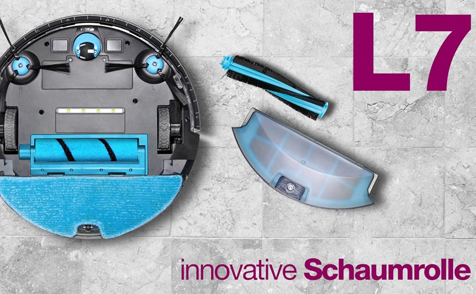 Робот-пилосос SALENTE L7 з функцією миття, 360° лазерна навігація, Wi-Fi, SLAM-картування, керування через додаток. Підходить для підлоги, паркету, килимів та видалення шерсті тварин. UV-стерилізація.