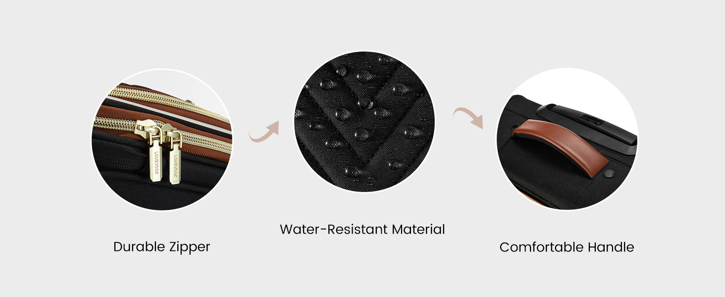 LOVEVOOK Набір валіз ручної поклажі: ручна валіза, середнього розміру, 20 дюймів, з відділенням для ноутбука 17 дюймів, легка, для жінок, подорожі, ділові поїздки, чорний, білий, коричневий