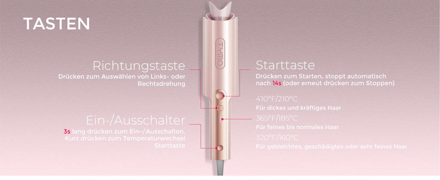 Автоматичний локон TYMO Curlpro Plus: 32 мм, золото-рожевий, для довгих волосся