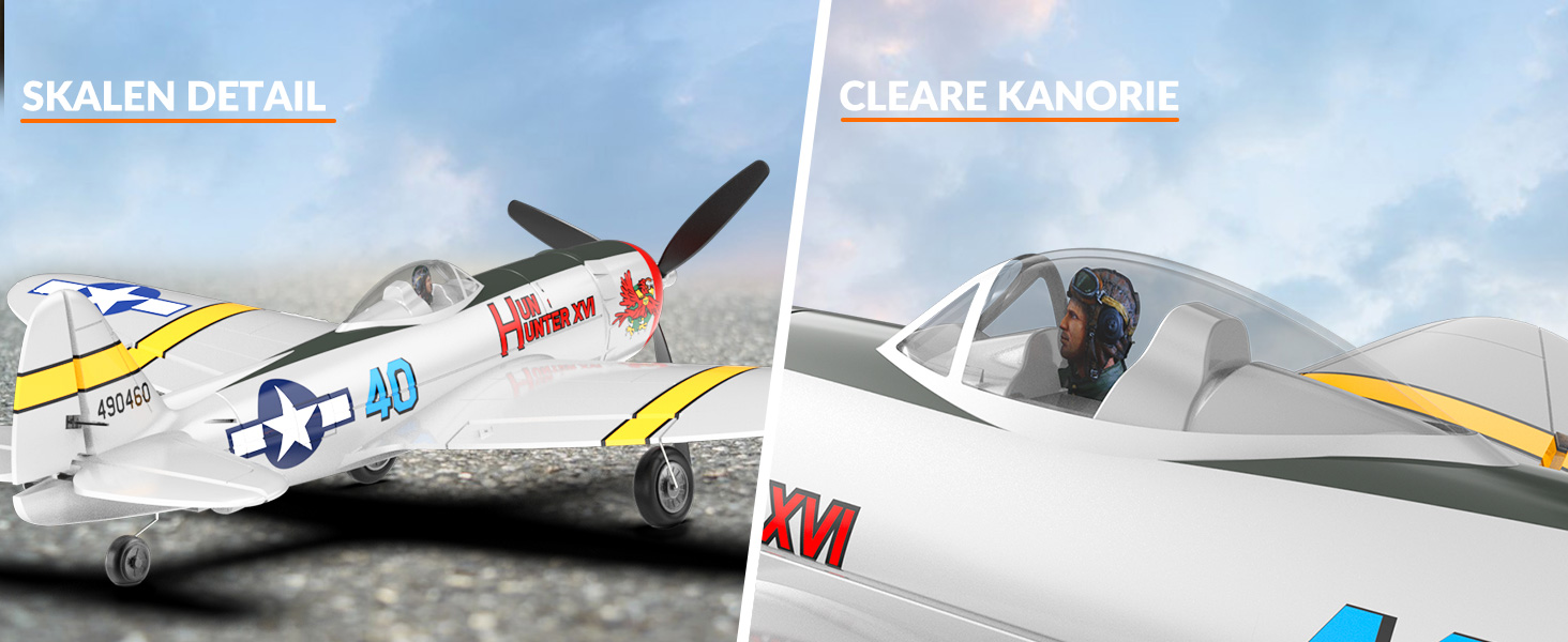 Радіокерований літак Volantexrc P-47 RTF 2.4GHz з гіростабілізацією, USB зарядкою, акумулятором та пультом – для початківців та досвідчених пілотів