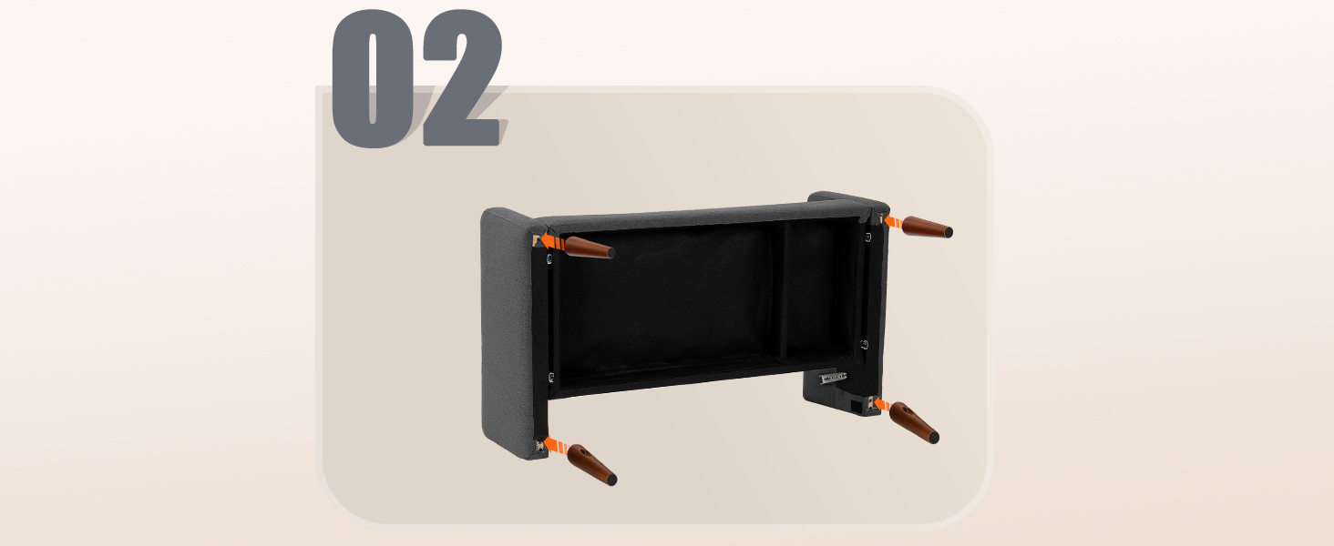 Диван Vesgantti 2-місний, 121 см, сучасний, з 2 подушками, сірий, для вітальні/квартири/офісу