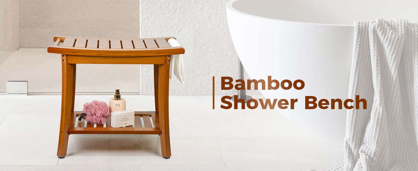 Банкетка для душу Utoplike з бамбука, коричнева, з ручками та полицею для зберігання, дерев'яний стілець для ванної кімнати, органайзер для рушників, спа-процедур та організації