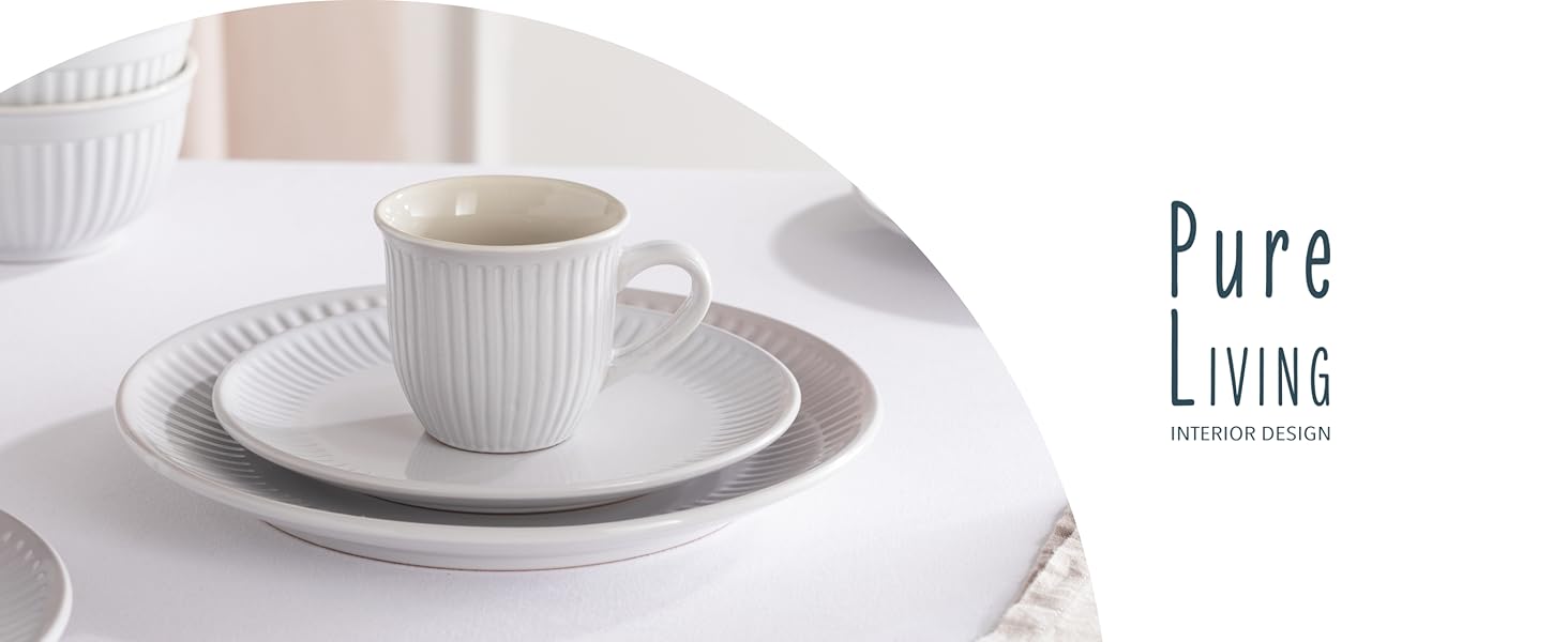 Набір посуду Steingut Hygge 24 шт. для 6 осіб (світло-сірий), Tafelservice, Pure Living, TESTSIEGER