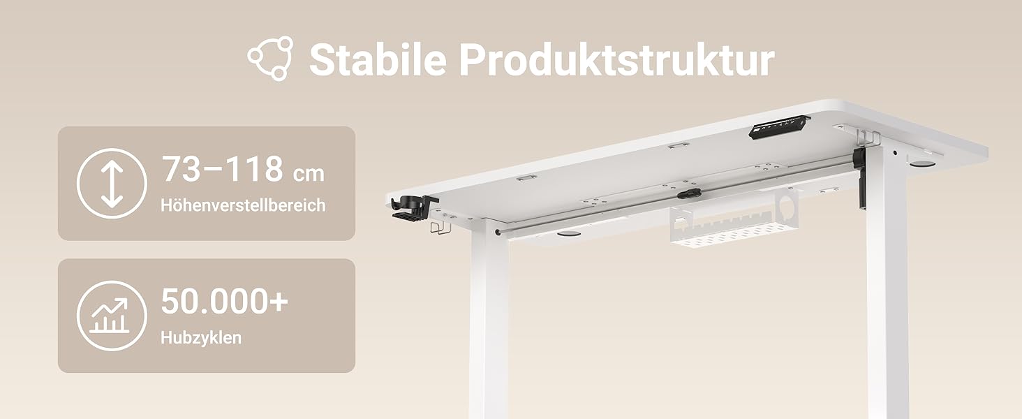 Регульований стіл з USB-C зарядкою 140 x 60 см, пам'ять, електричний, стабільний, стоп-стіл, регульований комп'ютерний стіл (білий, 140 x 60 см)