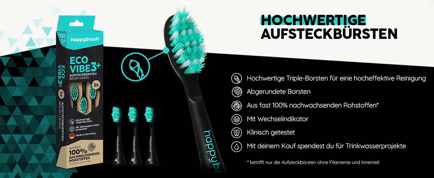 Електрична зубна щітка HappyBrush Eco Vibe 3+ – Чорний/М'ятний – 2 роки гарантії