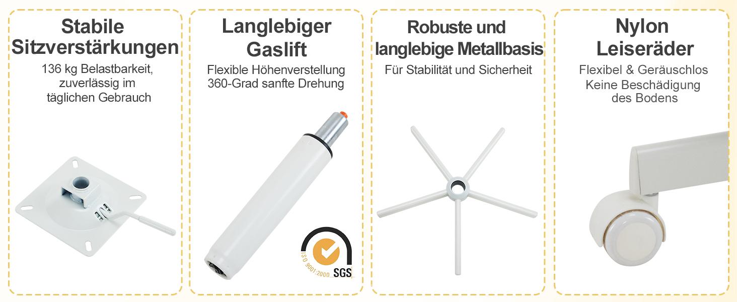 Офісне крісло Bonnlo з роликами, стілець для туалетного столика, регульований по висоті, для робочого кабінету, спальні, home office, з м'якої тканини Тедді, білий