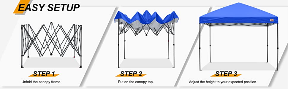 Павільйон садовий водонепроникний ABCCANOPY Pop-Up 2.4x2.4м синій для фестивалів та захисту від сонця