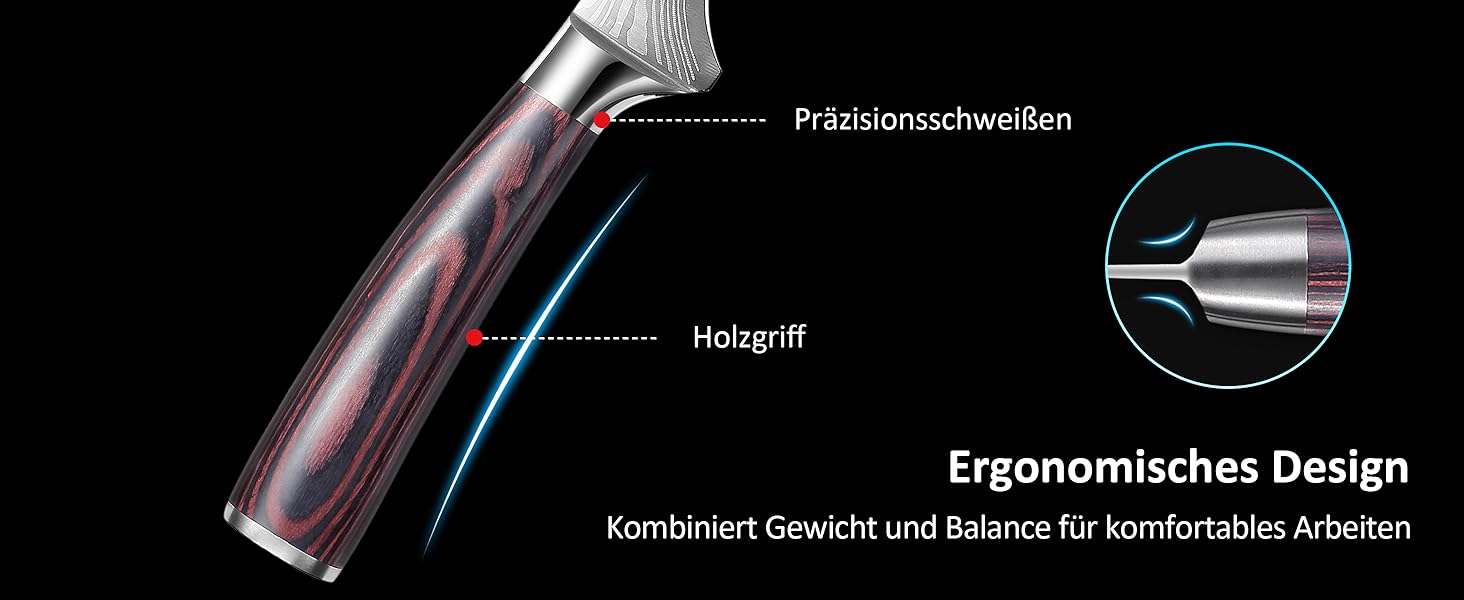 Ніж сантоку PAUDIN з дамаської сталі, 13 см - професійний кухонний ніж для кухні, надзвичайно гострий, з високоякісної нержавіючої сталі та ергономічною ручкою G10 (рибний ніж 18 см)