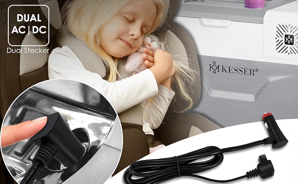 Холодильник KESSER® Kompressor 30л, -20°C, з APP-керуванням, USB, 12/24V/230V, для авто/човнів, сірий