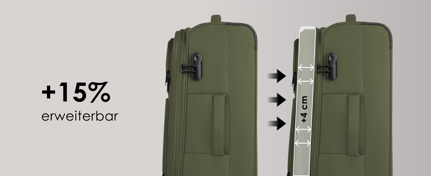 Набір валізак Smartbox (3 шт.) для жінок та чоловіків | Легкі та міцні валізи-ролери, розширювані, з кодовим замком, 4 колеса, чорний колір