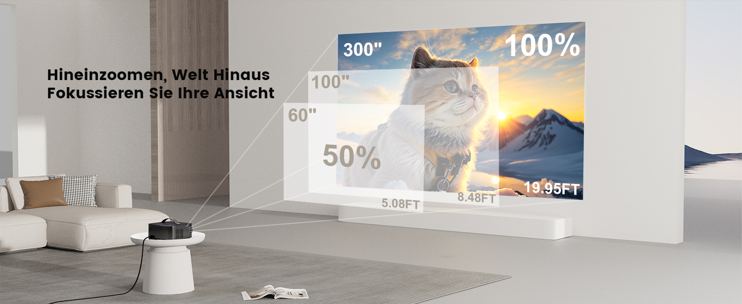 Smart-проектор ONOAYO 4K HDR10 з Dolby Audio, 15000 ANSI люмен, WiFi 6, Bluetooth 5.4, підтримка 800+ додатків, міні-беамер для домашнього кінотеатру, чорний