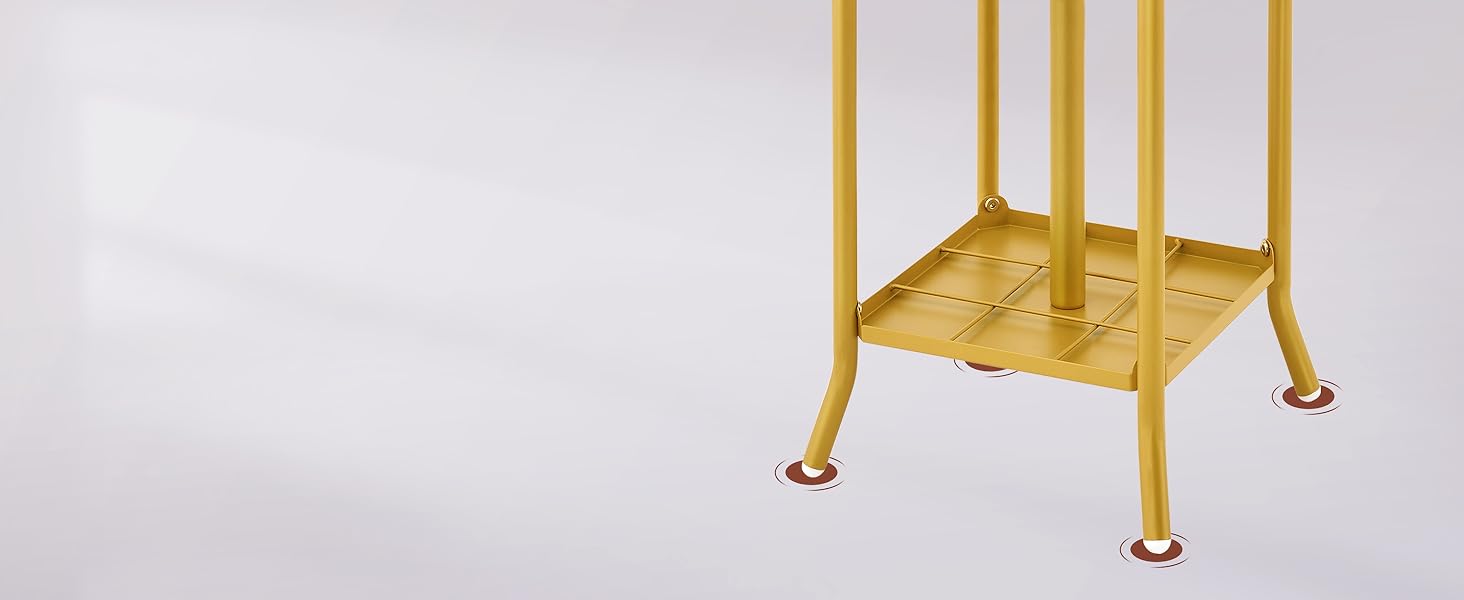 Стійка для одягу FAVOOOSTY з підставкою для парасольки, 12 гачків, для вітальні/спальні, срібло/золото