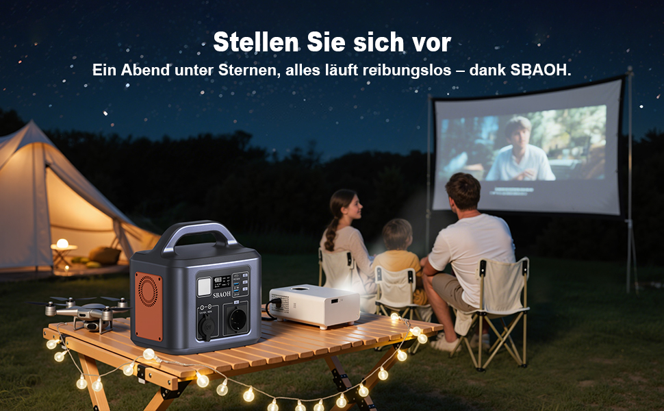 Портативна електростанція SBAOH 600W, 538.7Wh, сонячний генератор з виходом AC/USB, для подорожей, кемпінгу та надзвичайних ситуацій