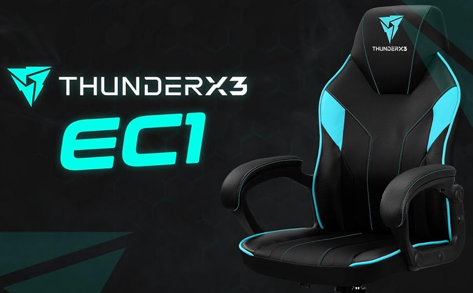 Ігрове крісло ThunderX3 EC1 комфорт та ергономіка для геймерів на ПК/консолях (чорний/зелений)