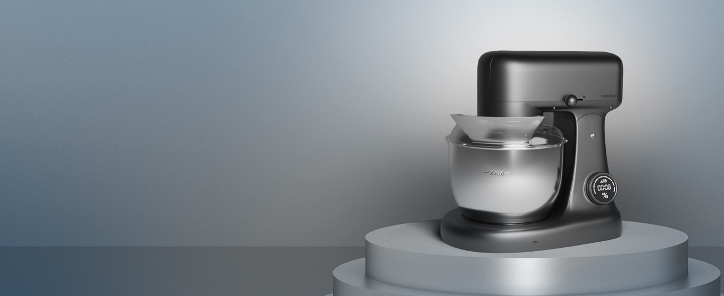 Кухонна машина MEDION MD 12600 Titan: м'ясорубка, 4.6 л чаша з нержавіючої сталі, 800 Вт, тихий двигун, сенсорне дисплею