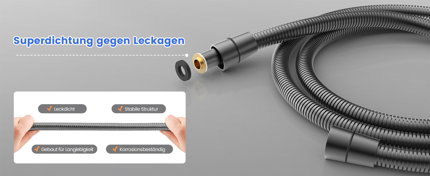 Фільтр для душу MEKO з високим тиском, ручна лійка з 15-шаровим фільтром, шланг 1,5 м, 3 режими, економія води, видаляє хлор, важку воду, важкі метали, темно-сірий