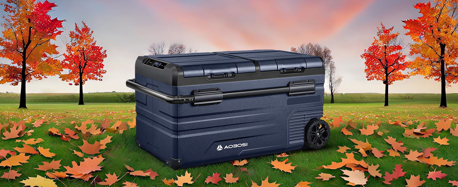 Компактний компресорний холодильник AAOBOSI Dual Zone 75L з Wi-Fi керуванням, USB-портом, 12/24/240V, -20°C до 20°C для авто, вантажівки, човна, кемпінгу