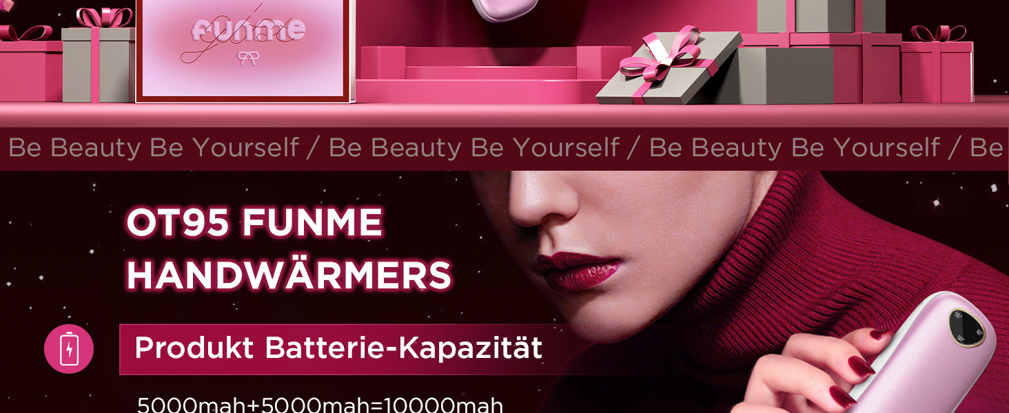 Електричні грілки для рук Funme® OT95 (Рожеве золото) 10000mAh - 2 шт. USB Powerbank, 60°C, для жінок, ідеальні для активного відпочинку