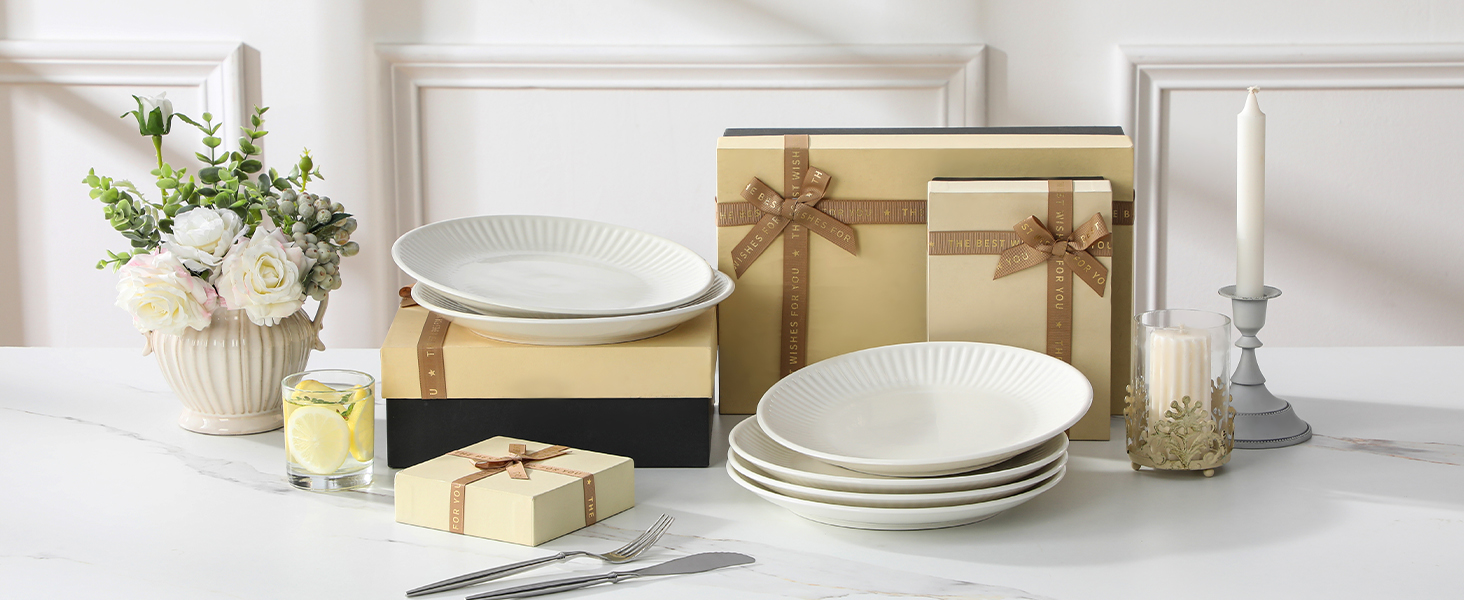 Набір посуду MALACASA LEILA Weiß для 6 осіб, 18 предметів, порцеляна, скандинавський стиль, білий