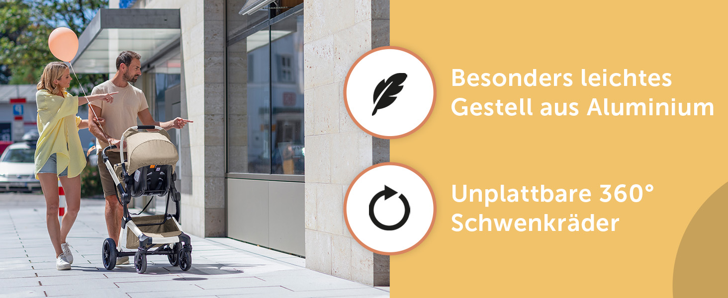 Дитяча коляска Bergsteiger Lugo 3в1 | Комплект з аксесуарами: автокрісло, прогулянковий блок, сонцезахист та вітрозахисний чохол | Isofix база доступна, колір: коричневий | Рама: срібна