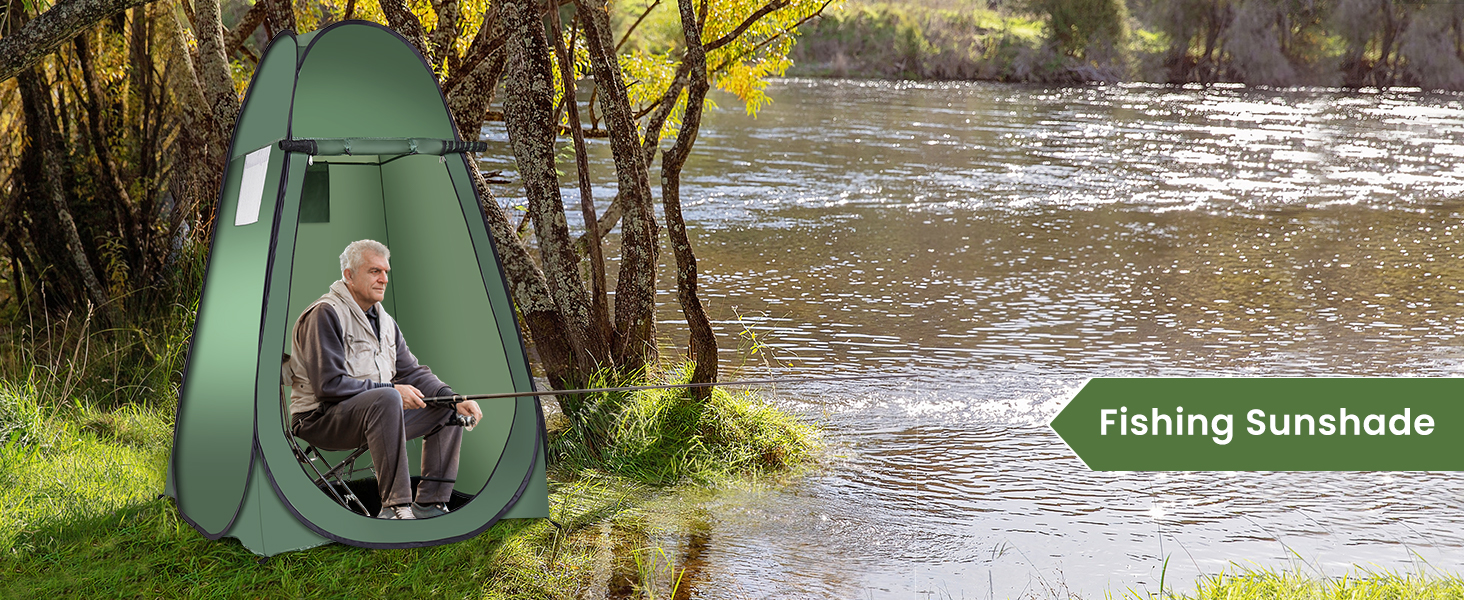 Намет для душу HOMASIS Pop up, 120x120x190 см, зелений - портативний, з кишенькою, для кемпінгу та відпочинку на природі