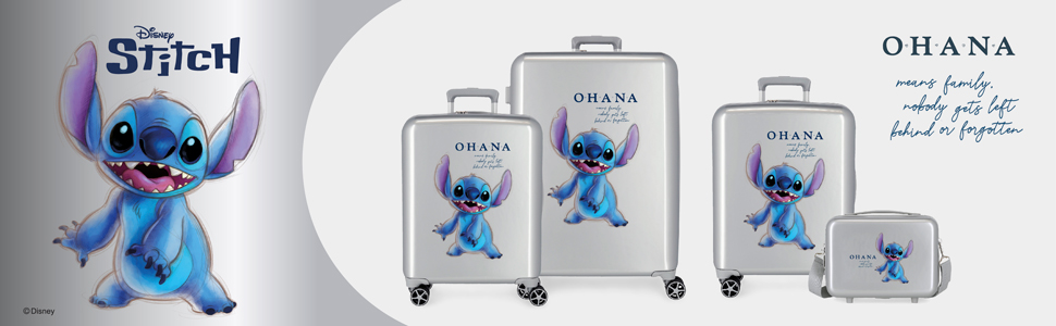 Валіза для ручної поклажі Disney 100 Stitch Grey, 40 x 55 x 20 см, жорстка ABS, інтегрований замок TSA, 38,4 л, 2 кг, 4 подвійних колеса