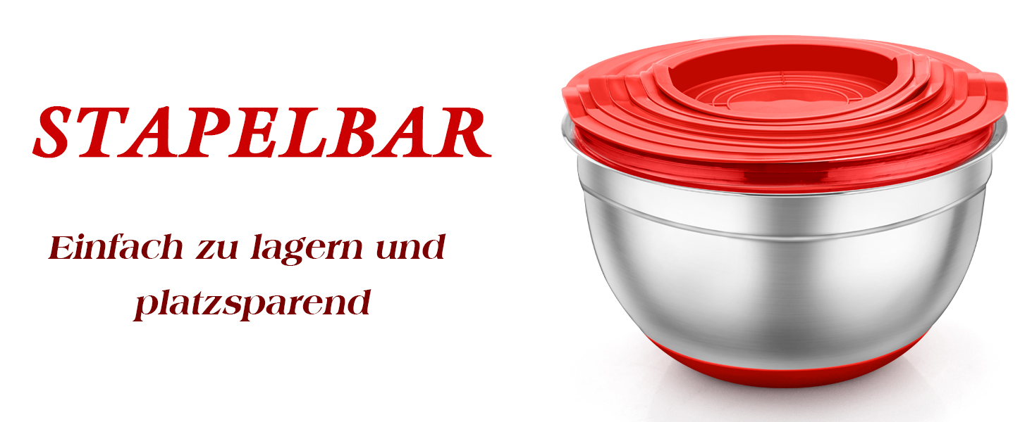 Набір мисок TEAMFAR з нержавіючої сталі: салати, зберігання, приготування їжі. Об'єм: 0.7-6.5 л, з кришкою та силіконовим дном.